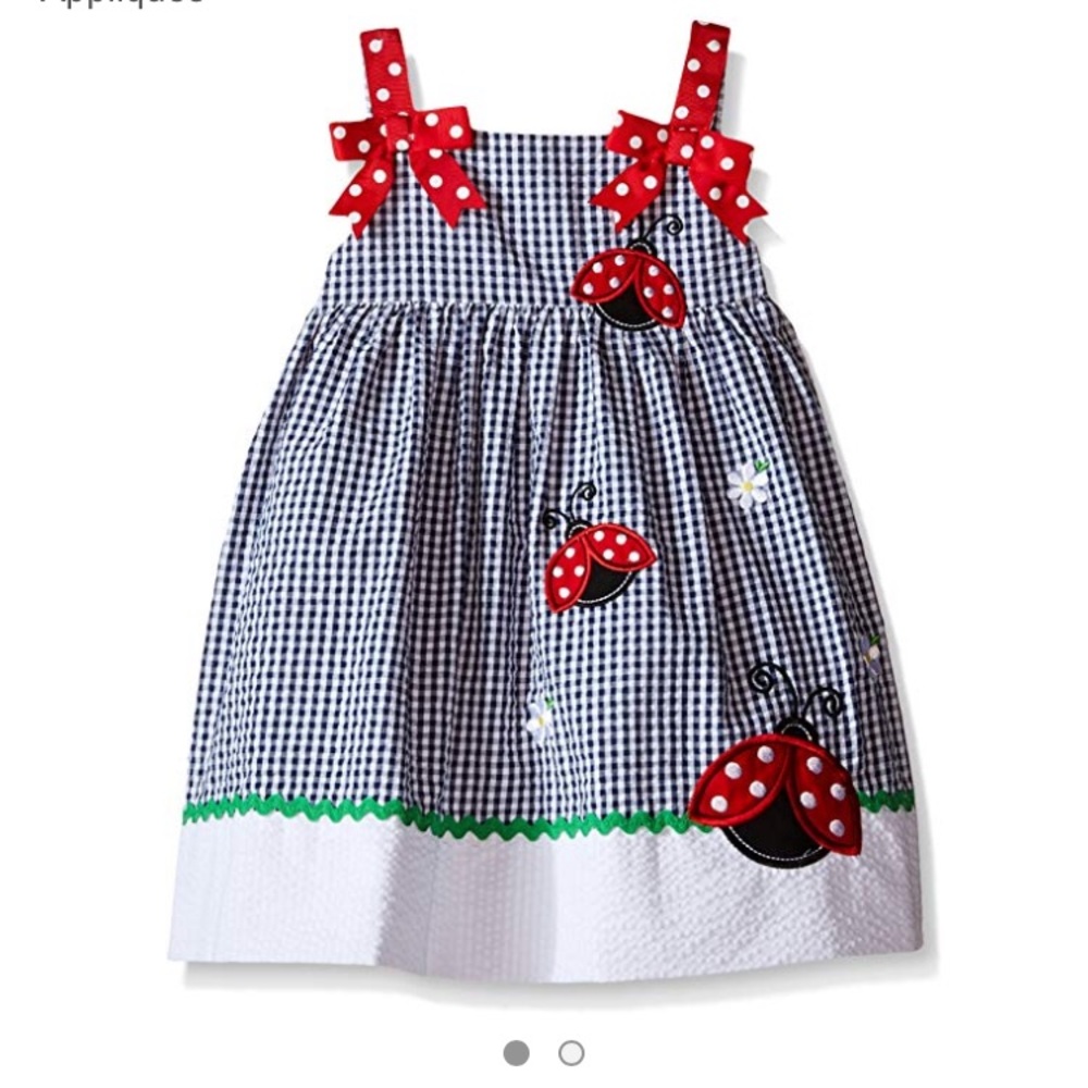Toddler Girls Navy White Checked Seersucker Dress
